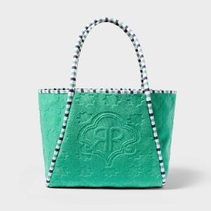 Roller Rabbit Star Geo Terry Tote with Striped Handles in Green